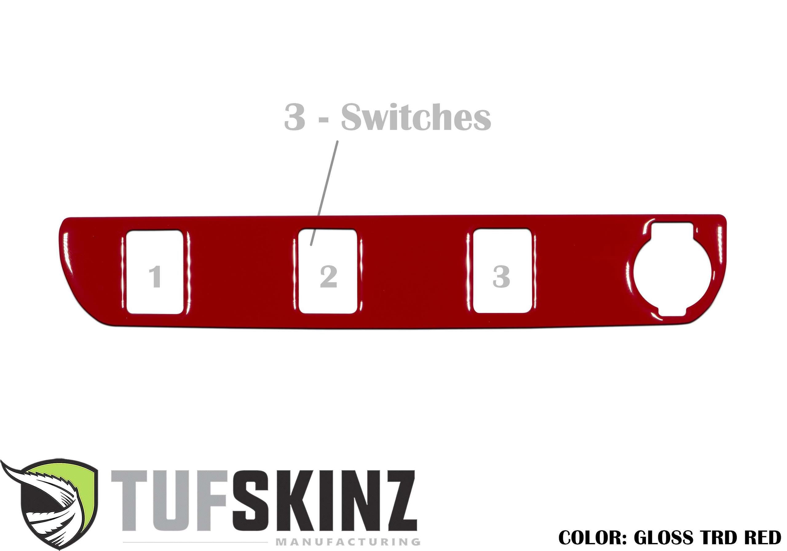 TUFSKINZ Center Dash Switch Panel with 3-Switches Accent Trim (2016-2023 Tacoma) - TAC030-RED-G