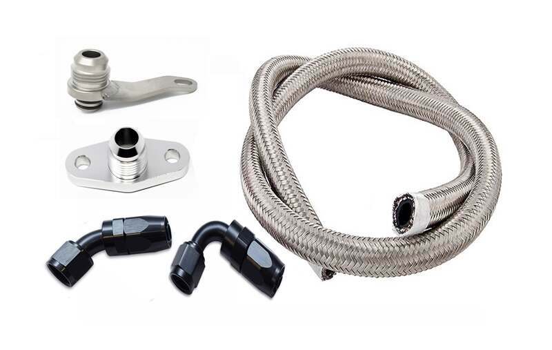 Torque Solution -10AN Turbo Oil Return Line Kit: Subaru EJ All Years w/ Garrett GT/GTX, BW EFR - TS-SU-486K-G