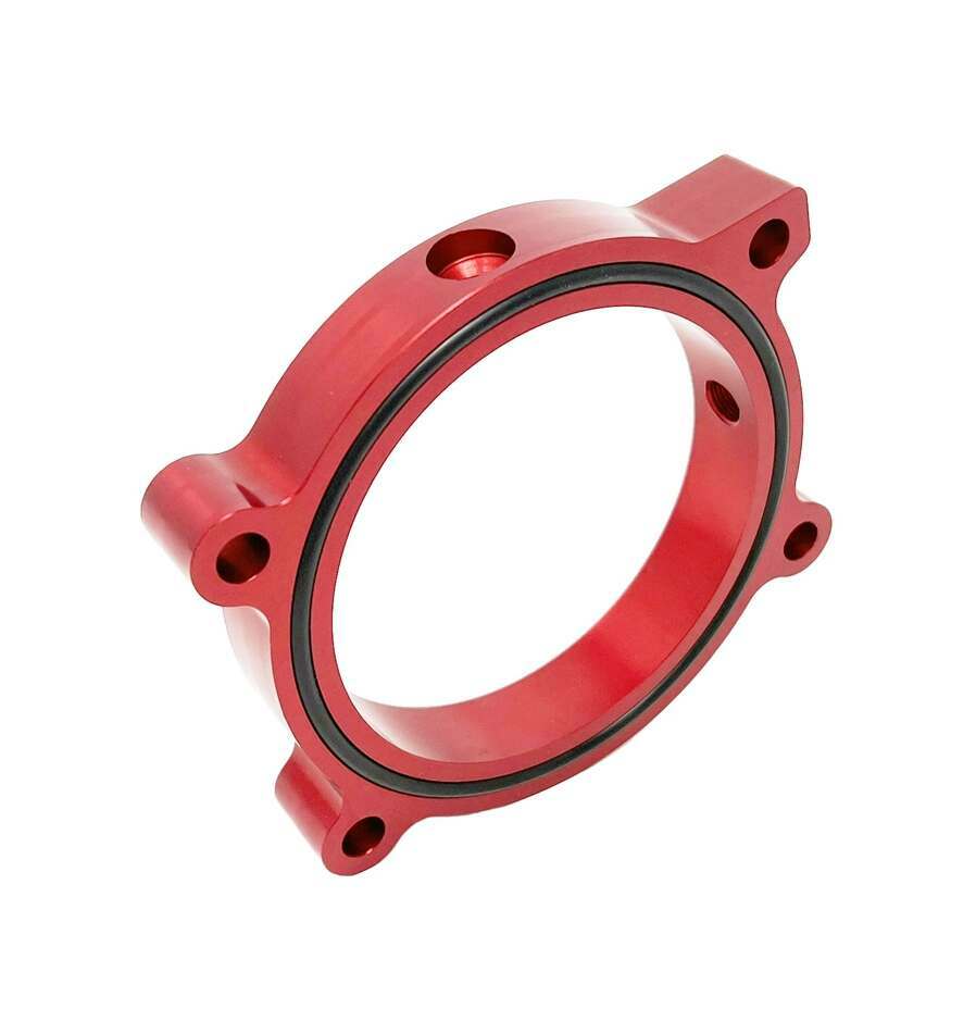 Torque Solution Throttle Body Spacer (Red): Chevy Camaro 2010-2014 6.2L - TS-TBS-034R