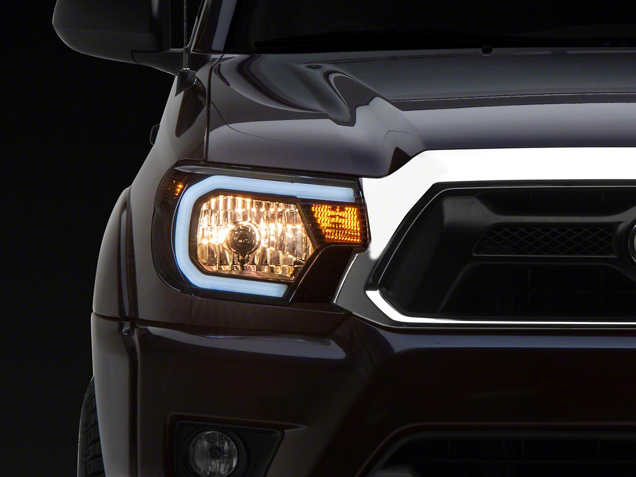 Raxiom Axial Series Headlights With Led Bar; Black Housing; Clear Lens (2012-2015 Tacoma) - TT21847