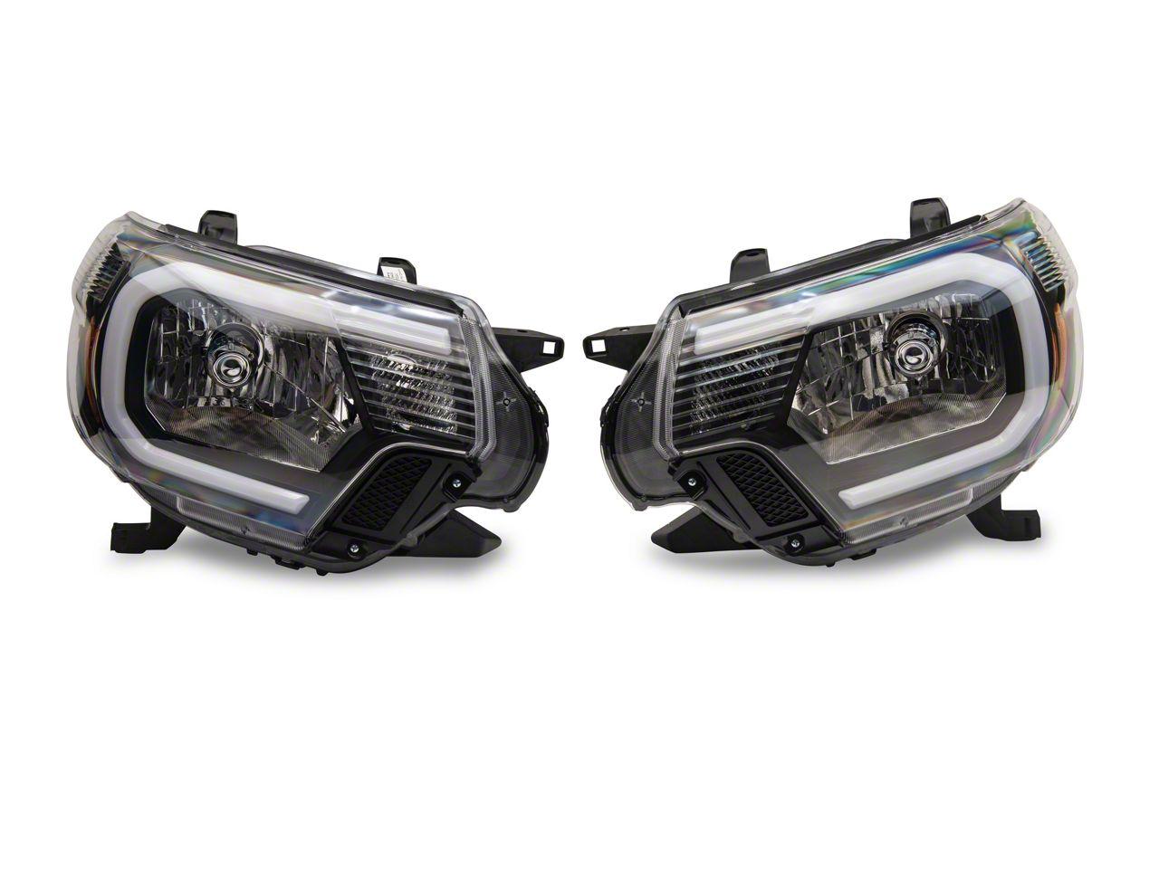 Raxiom Axial Series Headlights With Led Bar; Black Housing; Clear Lens (2012-2015 Tacoma) - TT21847