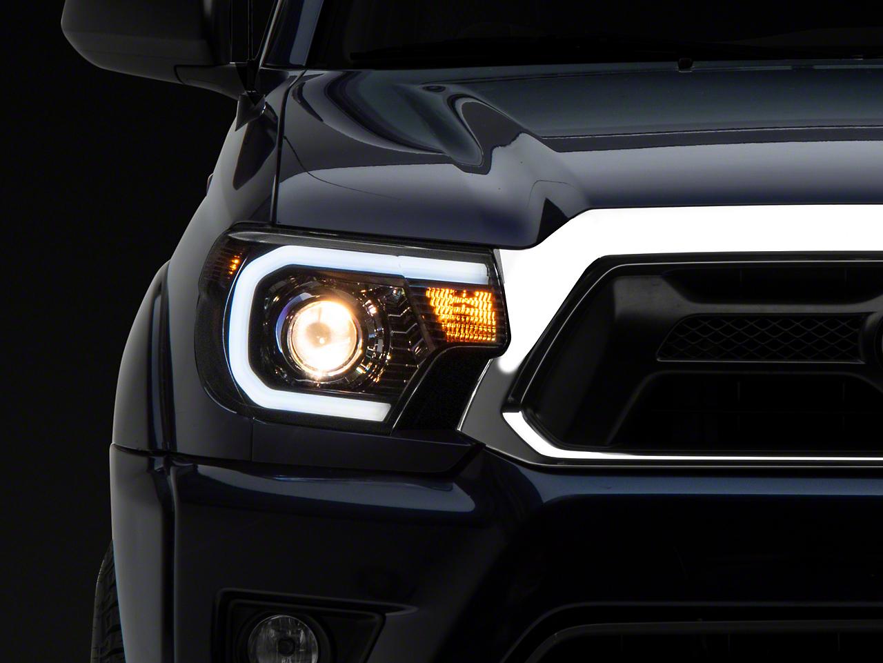 Raxiom Axial Series Projector Headlights With Led Bar; Black Housing; Clear Lens (2012-2015 Tacoma) - TT21849
