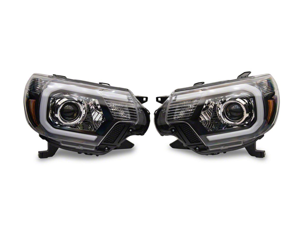 Raxiom Axial Series Projector Headlights With Led Bar; Black Housing; Clear Lens (2012-2015 Tacoma) - TT21849