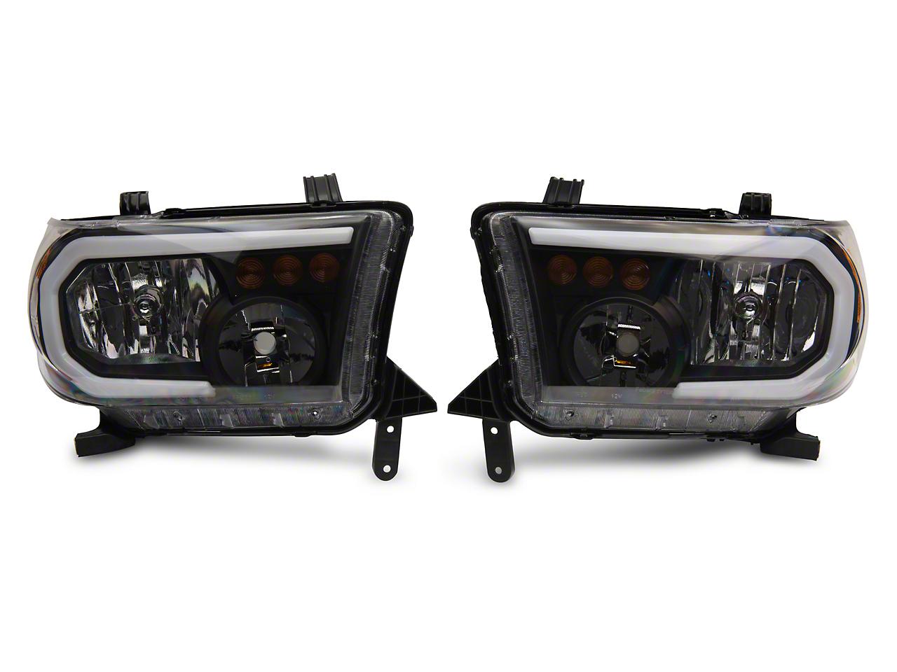 Raxiom Axial Series Headlights With Led Bar; Black Housing; Clear Lens (2007-2013 Tundra) - TU16004