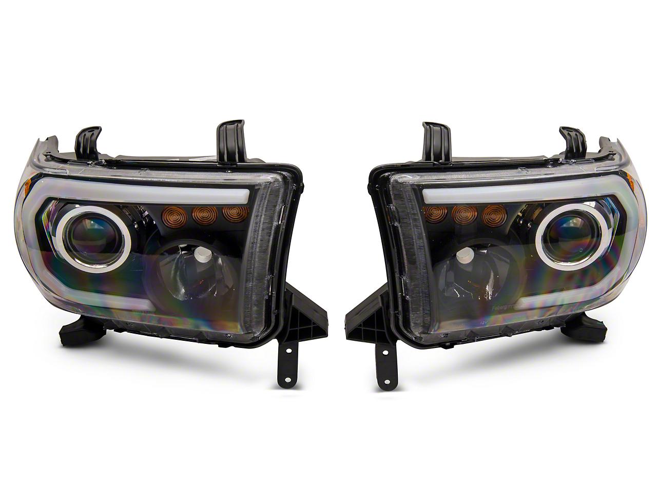 Raxiom Axial Series Projector Headlights With Led Bar; Black Housing; Clear Lens (2007-2013 Tundra) - TU16006