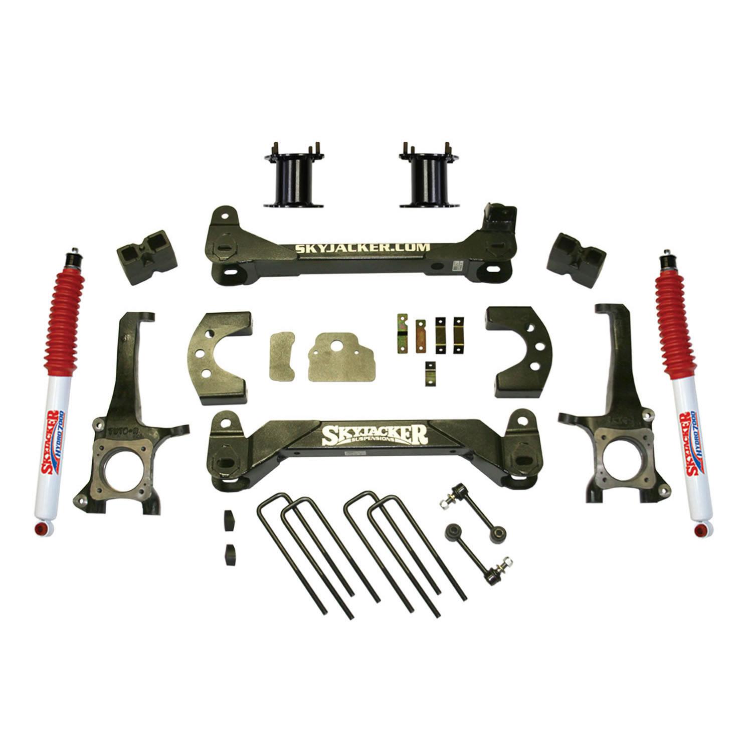 Skyjacker Suspension Lift Kit w/Shock 4.5 Inch Lift 07-19 Toyota Tundra Incl. 2 Hydro Shocks/Coil Springs Red Boot - TU745BKH-R