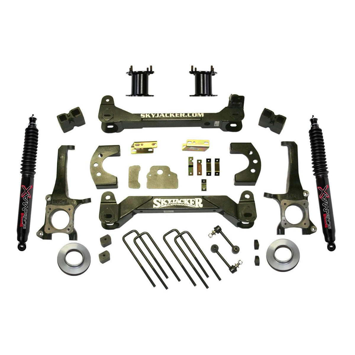 Skyjacker Suspension Lift Kit w/Shock 6 Inch Lift w/Black MAX Shocks 07-19 Toyota Tundra Incl. Front Strut Spacer Kit Blocks U Bolts Brake Line Brackets - TU760BKB