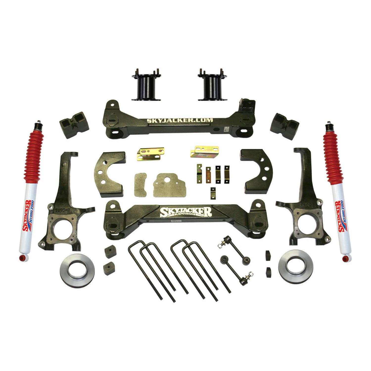 Skyjacker Suspension Lift Kit w/Shock 6 Inch Lift 07-19 Toyota Tundra Incl. 2 Hydro Shocks/Coil Spring Spacers Red Boot - TU760BKH-R