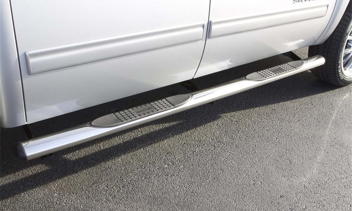Lund 4 In Oval Straight Nerf Bars; Stainless Steel; Polished - 23562909
