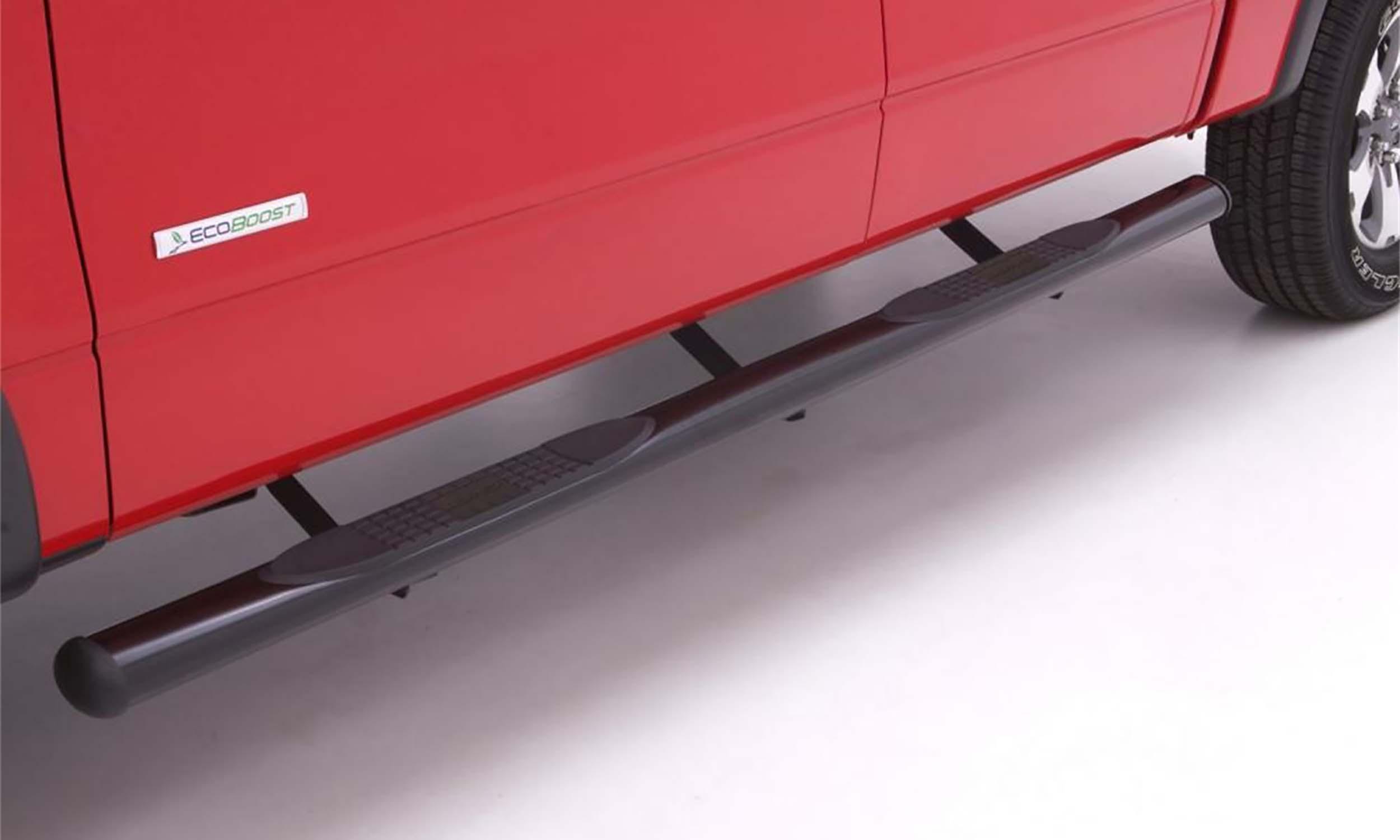 Lund 4 In Oval Straight Nerf Bars; Steel; Black - 23686998