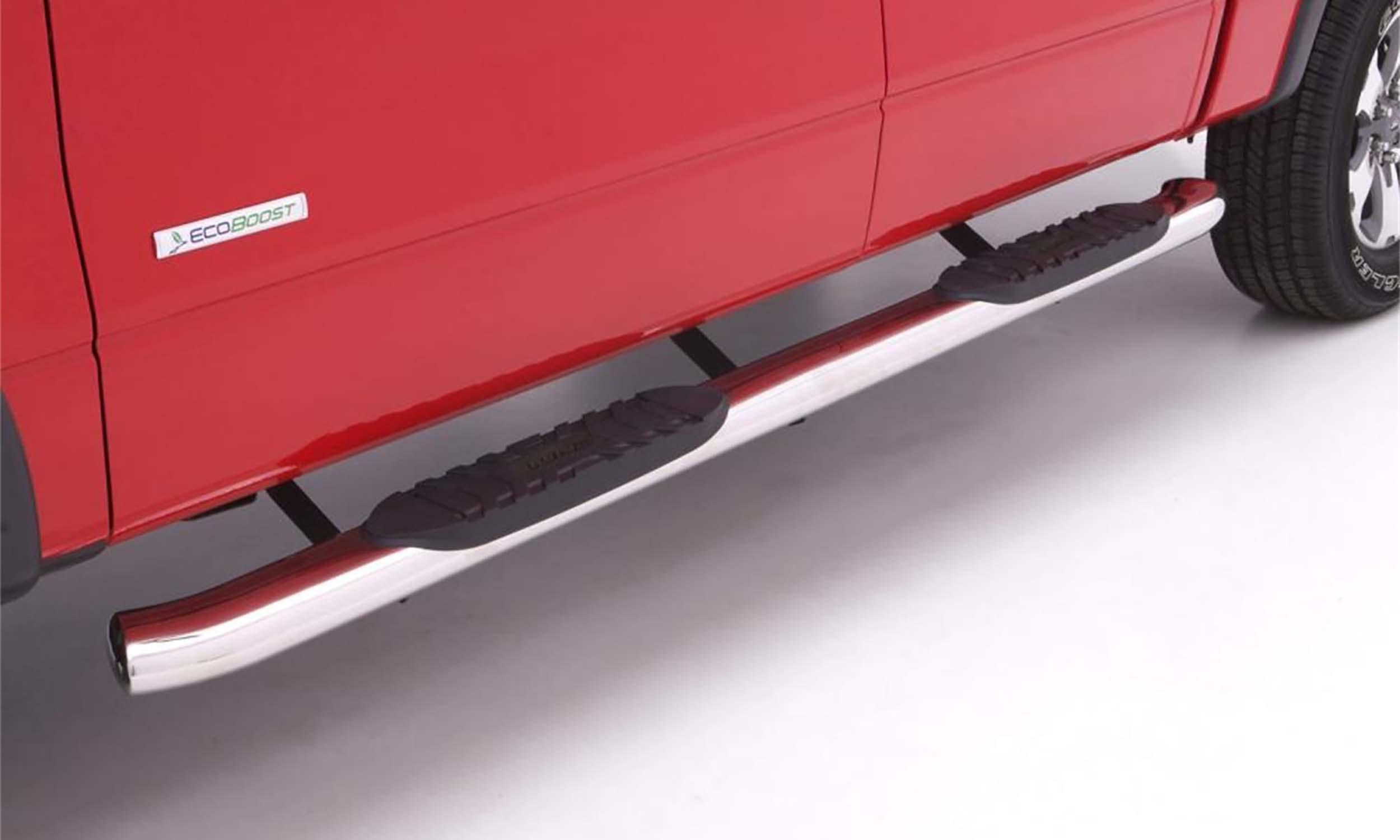 Lund 5 Inch Oval Curved Nerf Bars - Polished Stainless (1999-2016 F-250 Super Duty, F-350 Super Duty, F-450 Super Duty) - 23750075