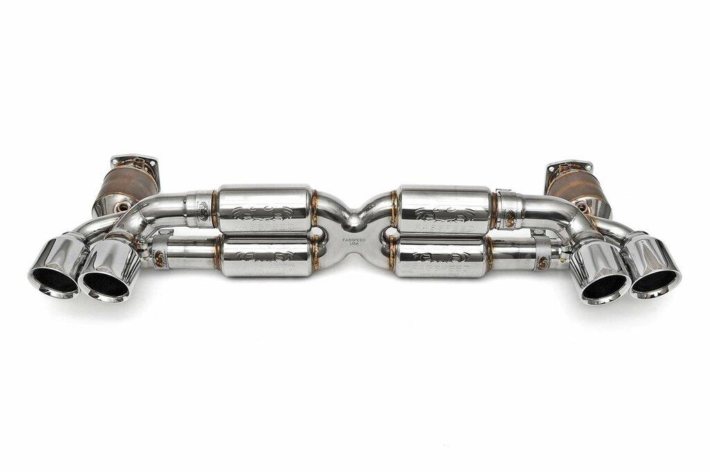Fabspeed 2012-2016 Porsche 991 Turbo 70mm Supersport X-Pipe Exhaust with Sport Cats and GT2 Style Tips - FS.POR.991T.SSSXG