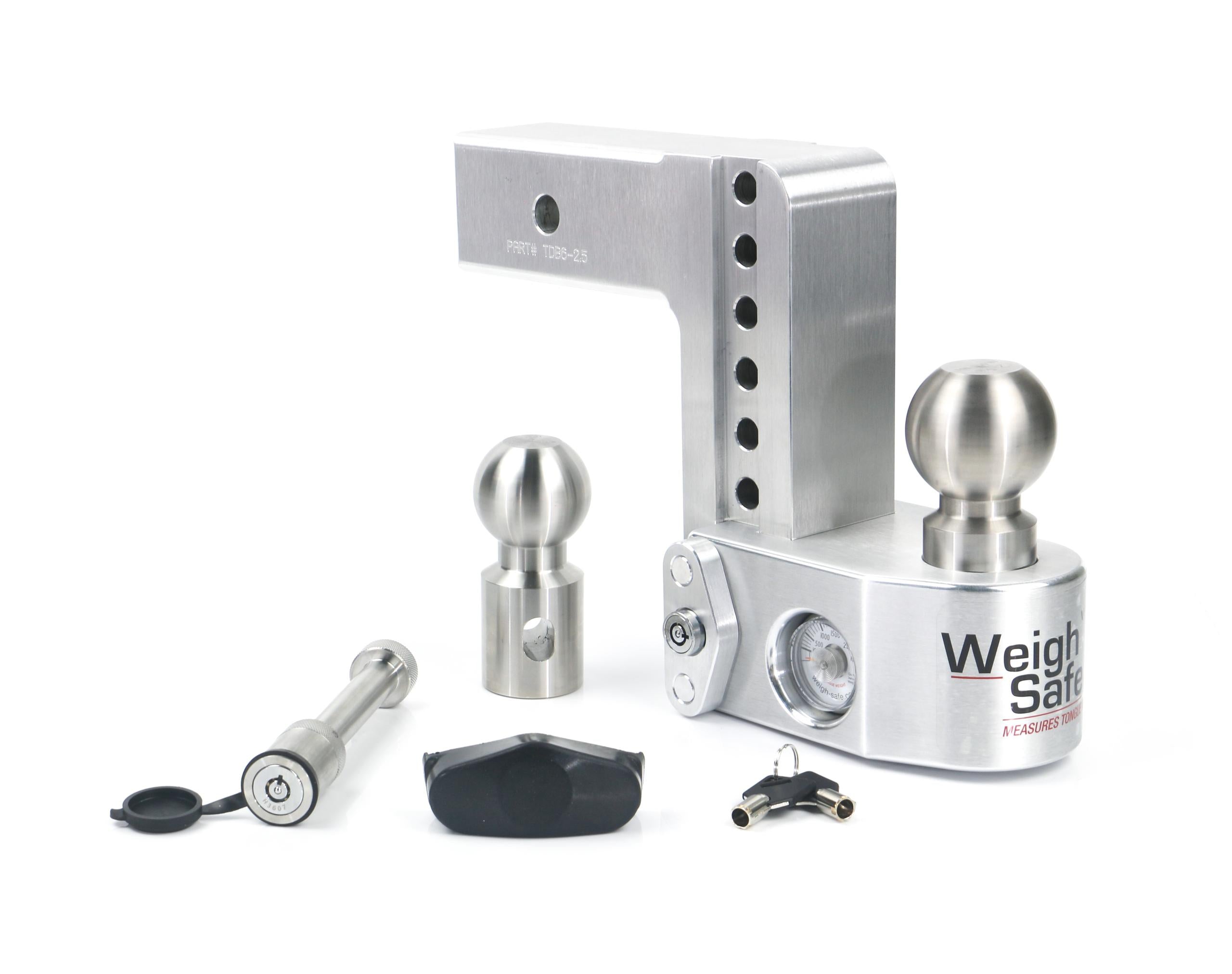 Weigh Safe Adjustable Drop Hitch - 6" Drop For 2.5" Shank W/Hitch Lock Pin - WS6-2.5-KA