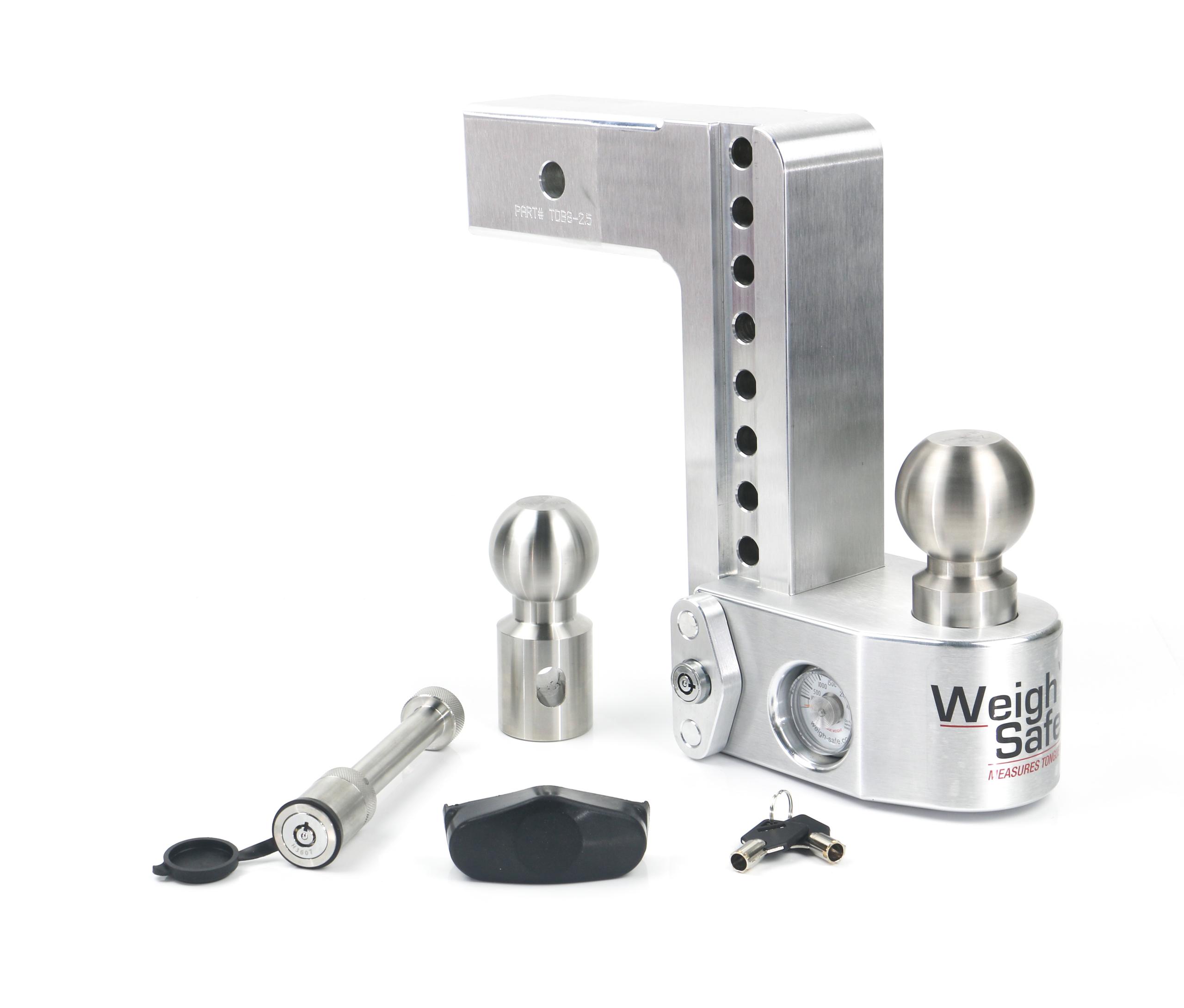 Weigh Safe Adjustable Drop Hitch - 8" Drop For 2.5" Shank W/Hitch Lock Pin - WS8-2.5-KA