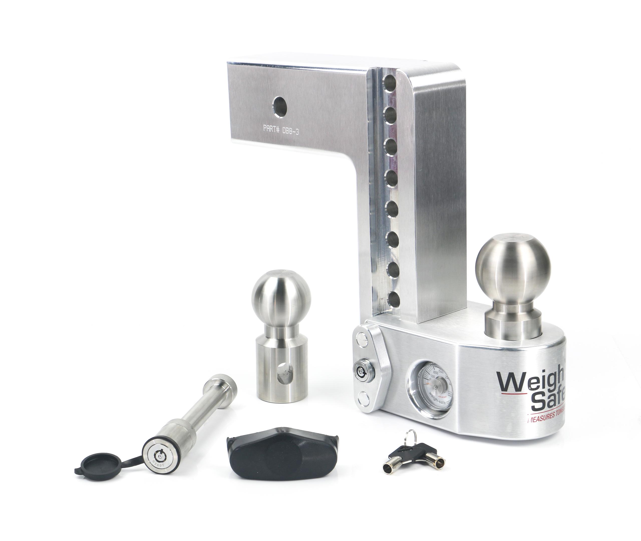 Weigh Safe Adjustable Drop Hitch - 8" Drop For 3" Shank W/Hitch Lock Pin - WS8-3-KA