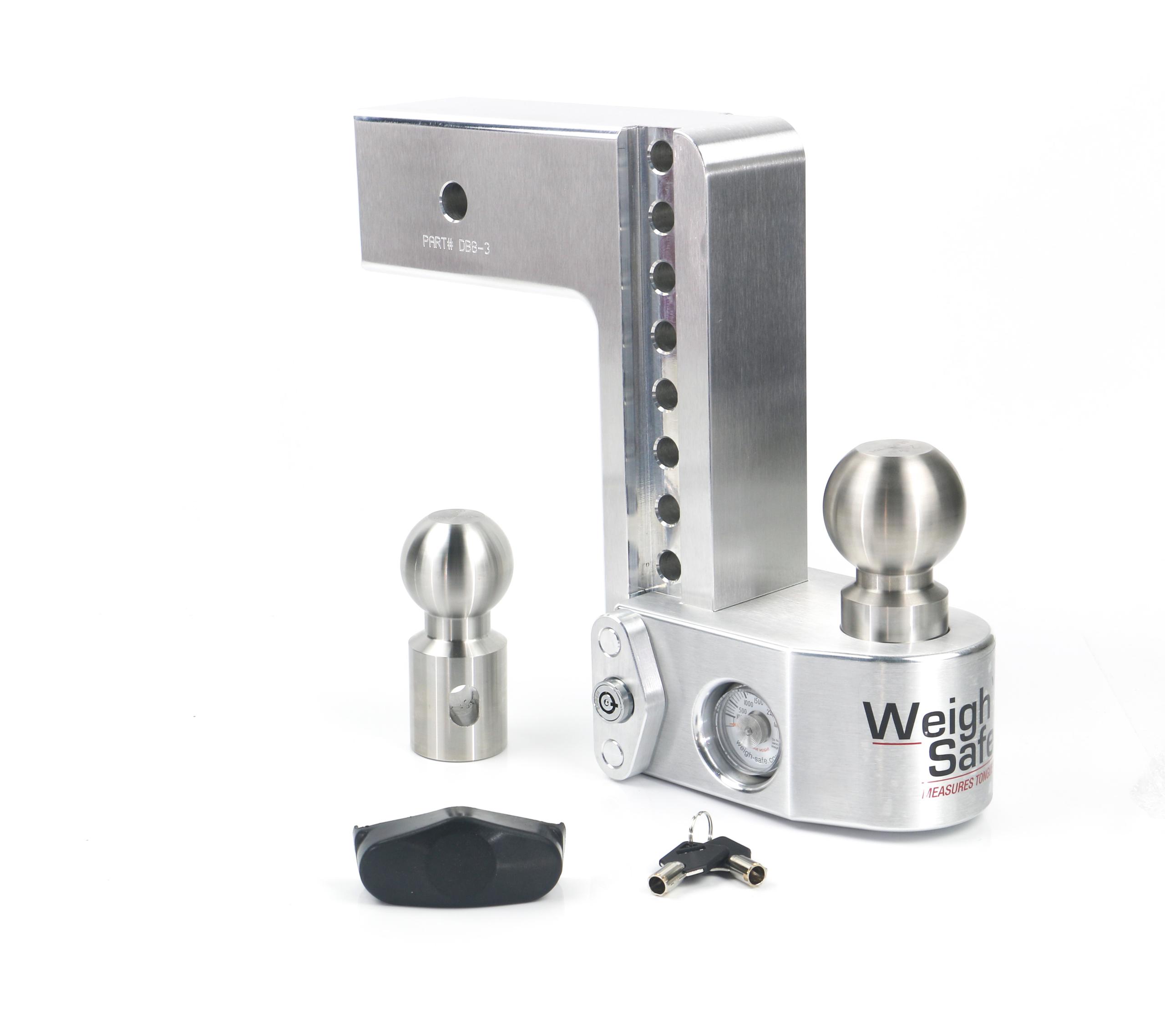 Weigh Safe Adjustable Drop Hitch - 8" Drop For 3" Shank - WS8-3