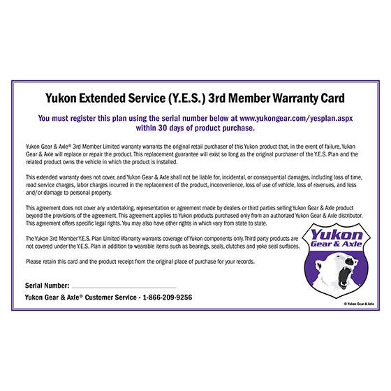 Yukon Gear & Axle Extended Service Plan For 3Rd Members - YES3RD