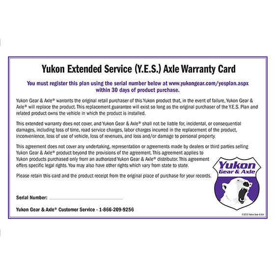 Yukon Gear & Axle Extended Service Plan For Axle Shaft. - YESAXLE