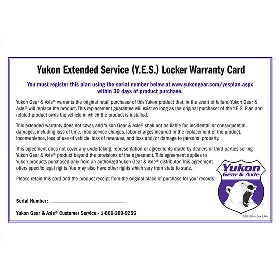 Yukon Gear & Axle Extended Service Plan For Grizzly & Zip Locker. - YESLOCKER