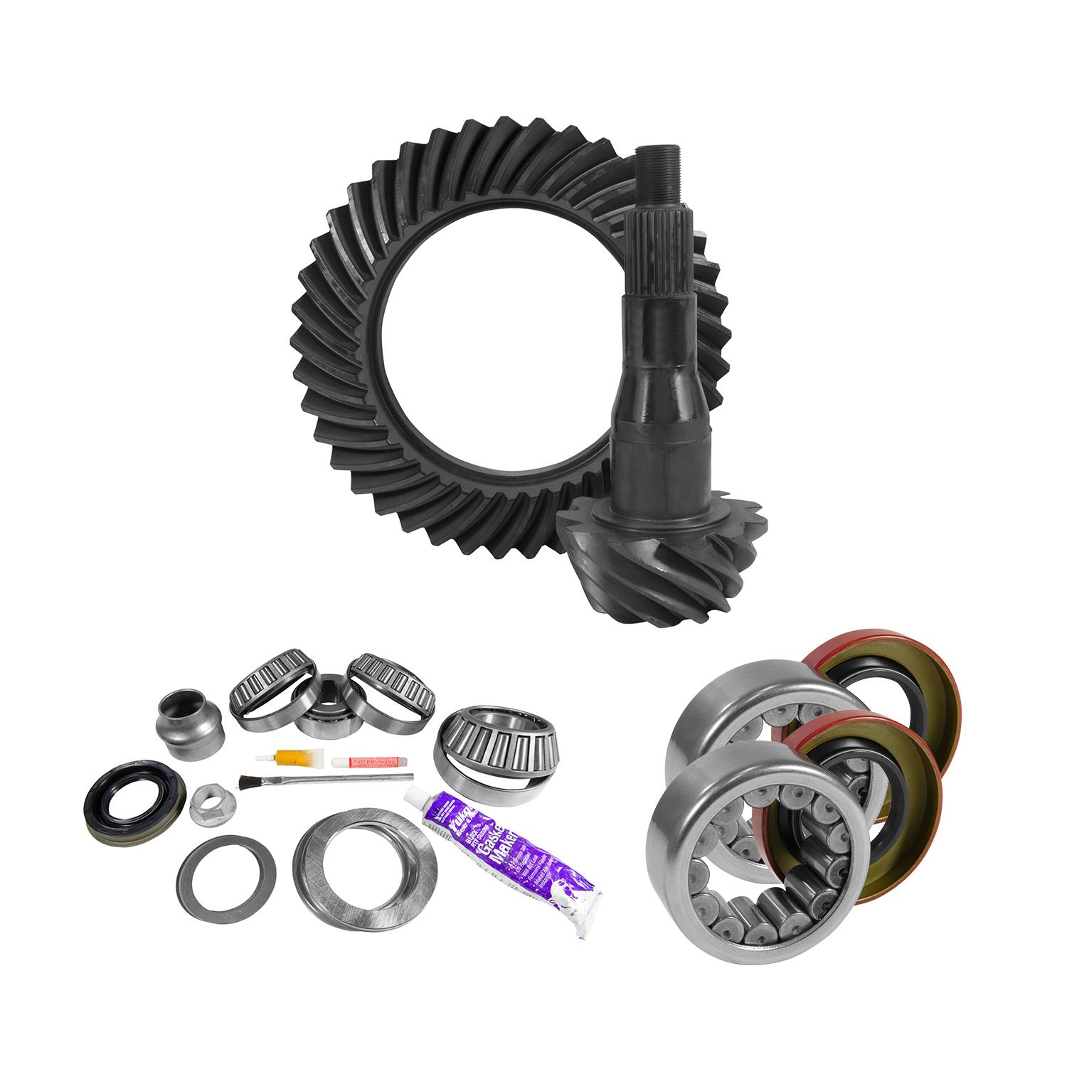 Yukon Gear & Axle 9.75" Ford 3.73 Rear Ring & Pinion, Install Kit, Axle Bearings & Seal - YGK2101