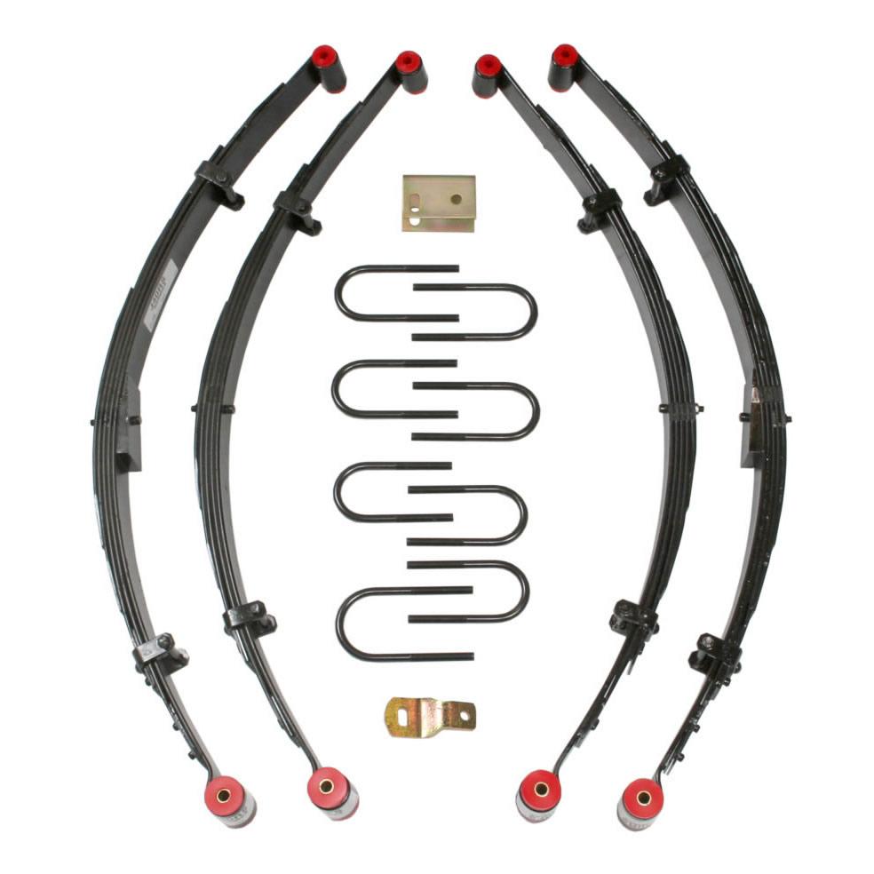 Skyjacker Jeep YJ Softride Leaf Spring System Lift Kit 3.5-4 Inch Lift 87-95 Wrangler YJ Includes Front/Rear Leaf Springs Front/Rear Bushing Kits Front/Rear U Bolt Kits - YJ40K