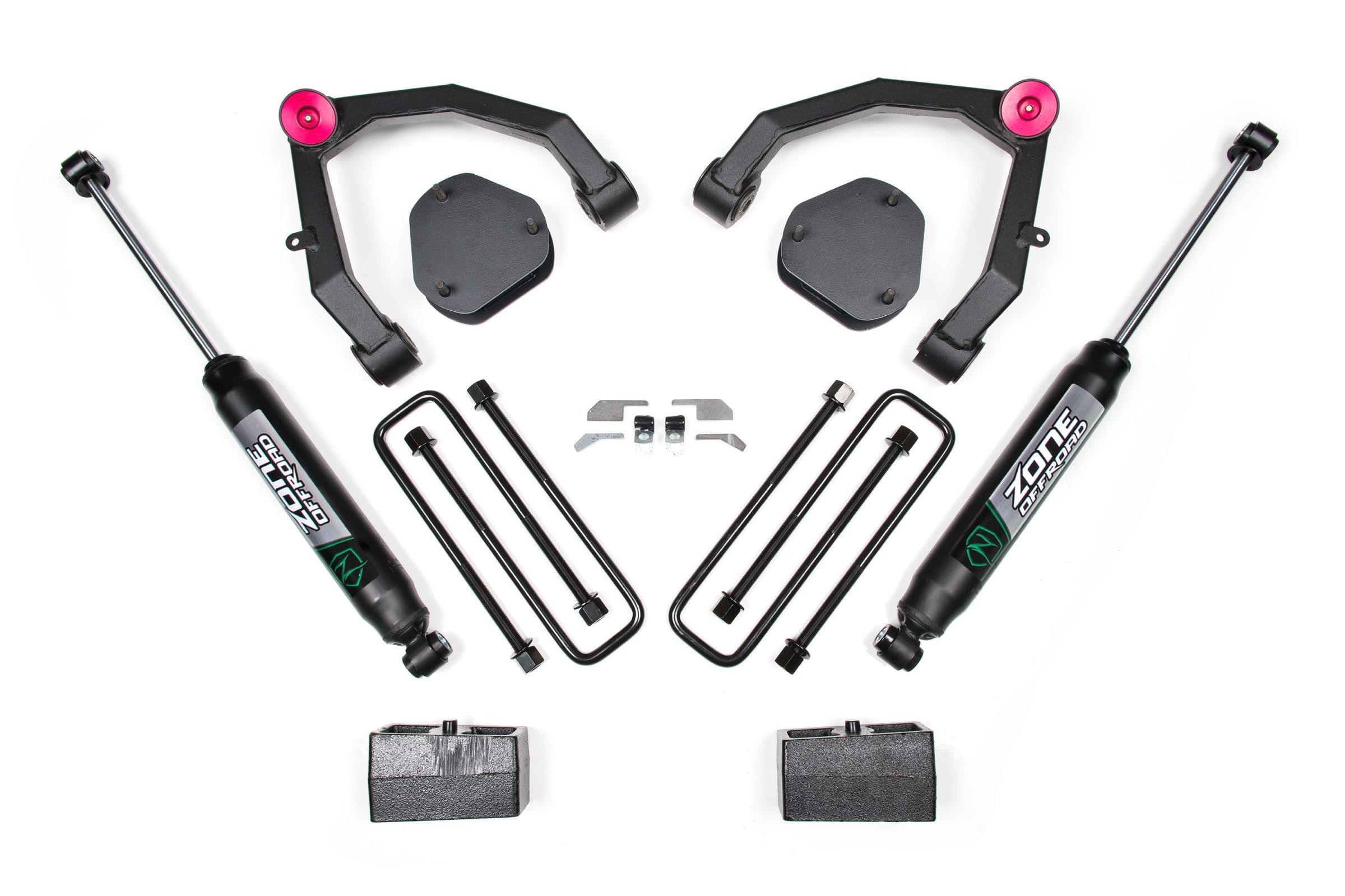 Zone Offroad 07-13 Chevy 1500 2WD 3.5 Inch Lift Kit With Nitro Shocks UCA - ZONC30N