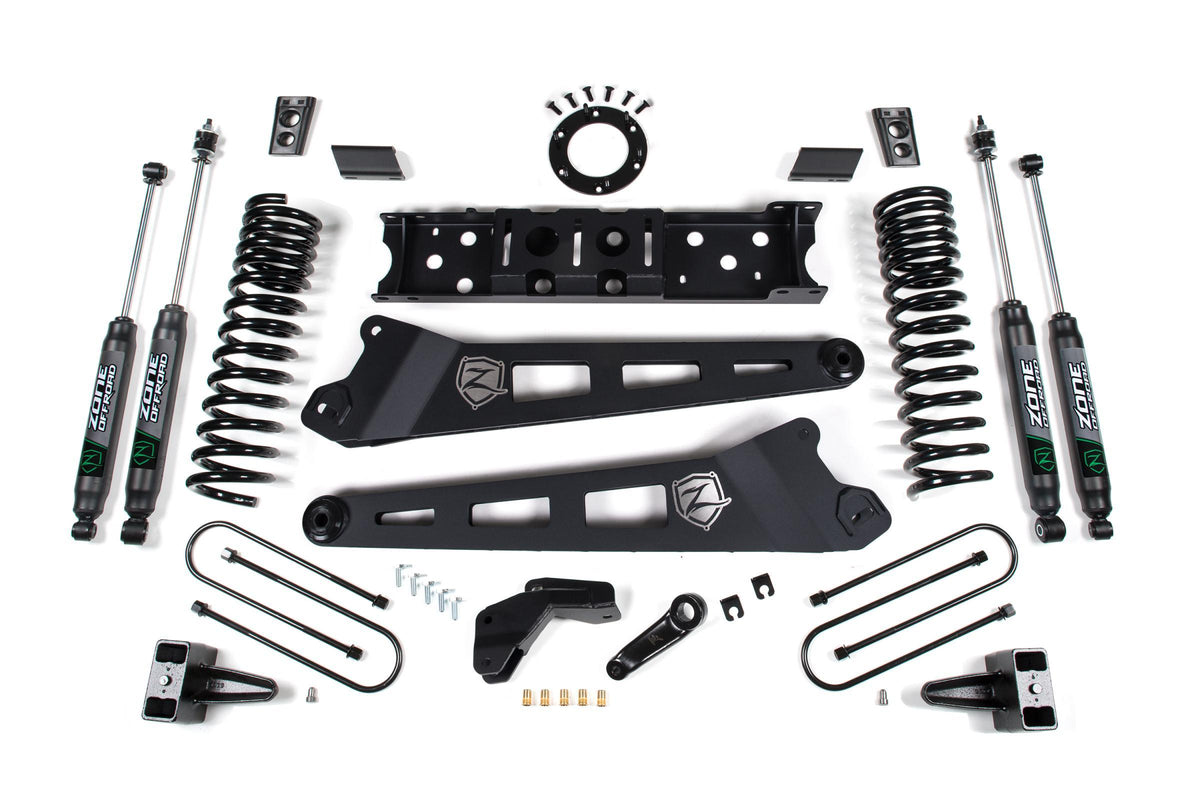 Zone Offroad 19-24 RAM 3500 6.5 Inch Radius Arm 5 Inch Rear Block With Overload Diesel 6-Bolt T-Case Fox Adventure Shocks - ZOND114F