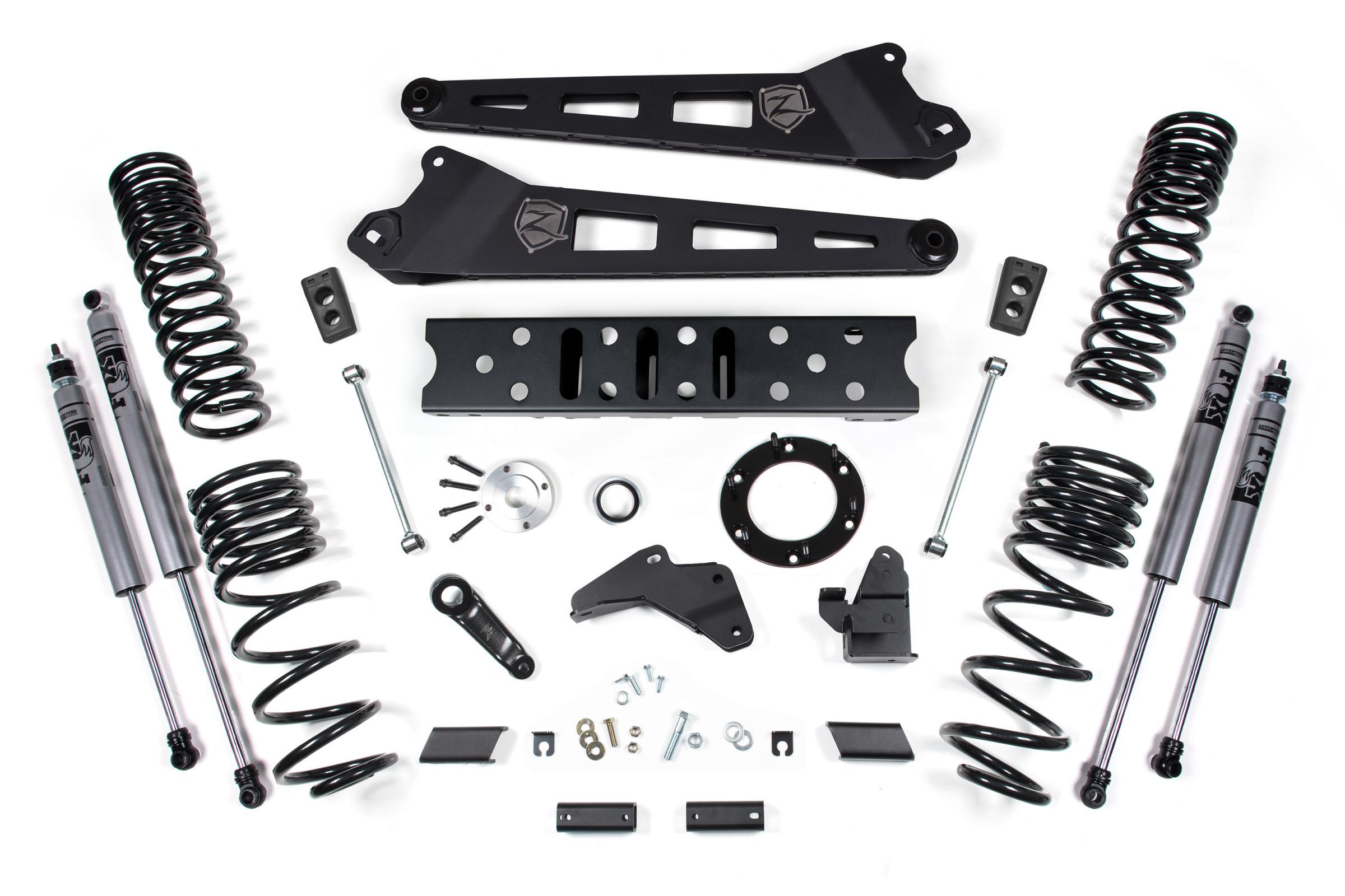 Zone Offroad 19-24 RAM 2500 6.5 Inch Radius Arm 4.5 Inch Rear Coils Diesel 6-Bolt T-Case Fox Adventure Shocks - ZOND118F