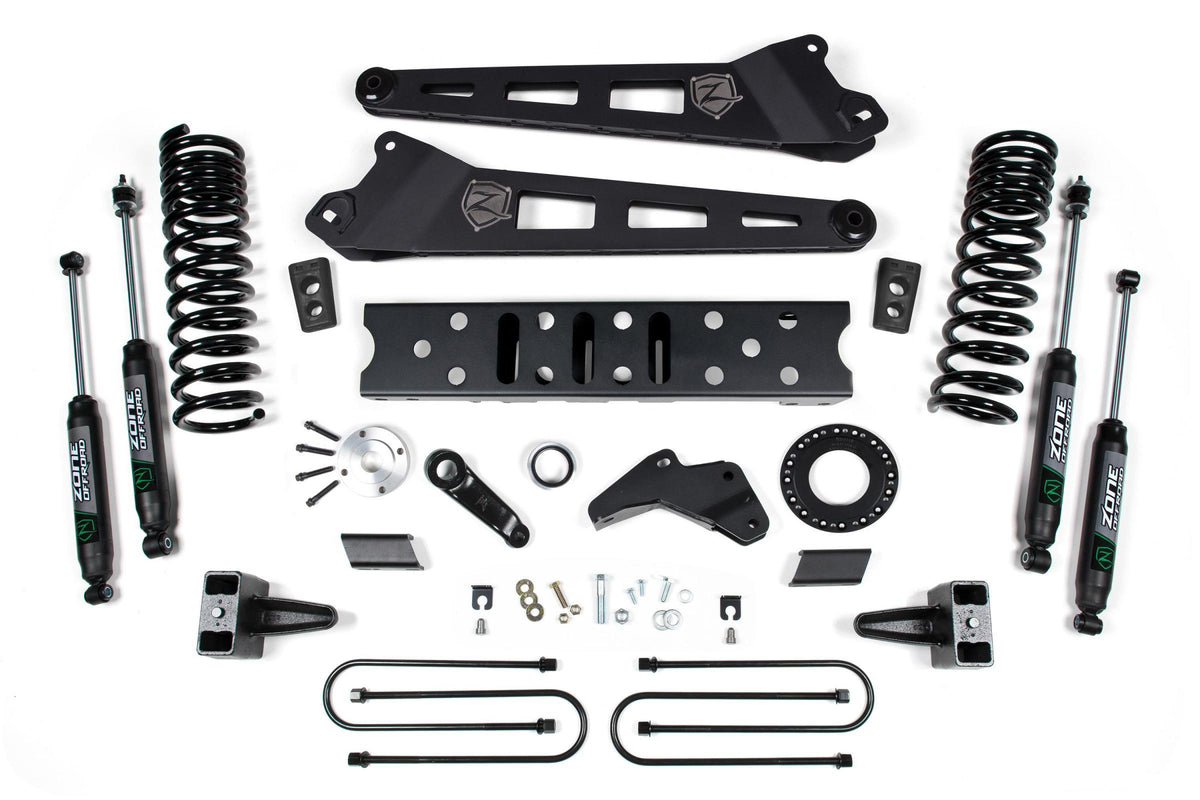 Zone Offroad 19-24 RAM 3500 5.5 Inch Radius Arm 5 Inch Rear Block With Overload Gas 6-Bolt T-Case Fox Adventure Shocks - ZOND122F