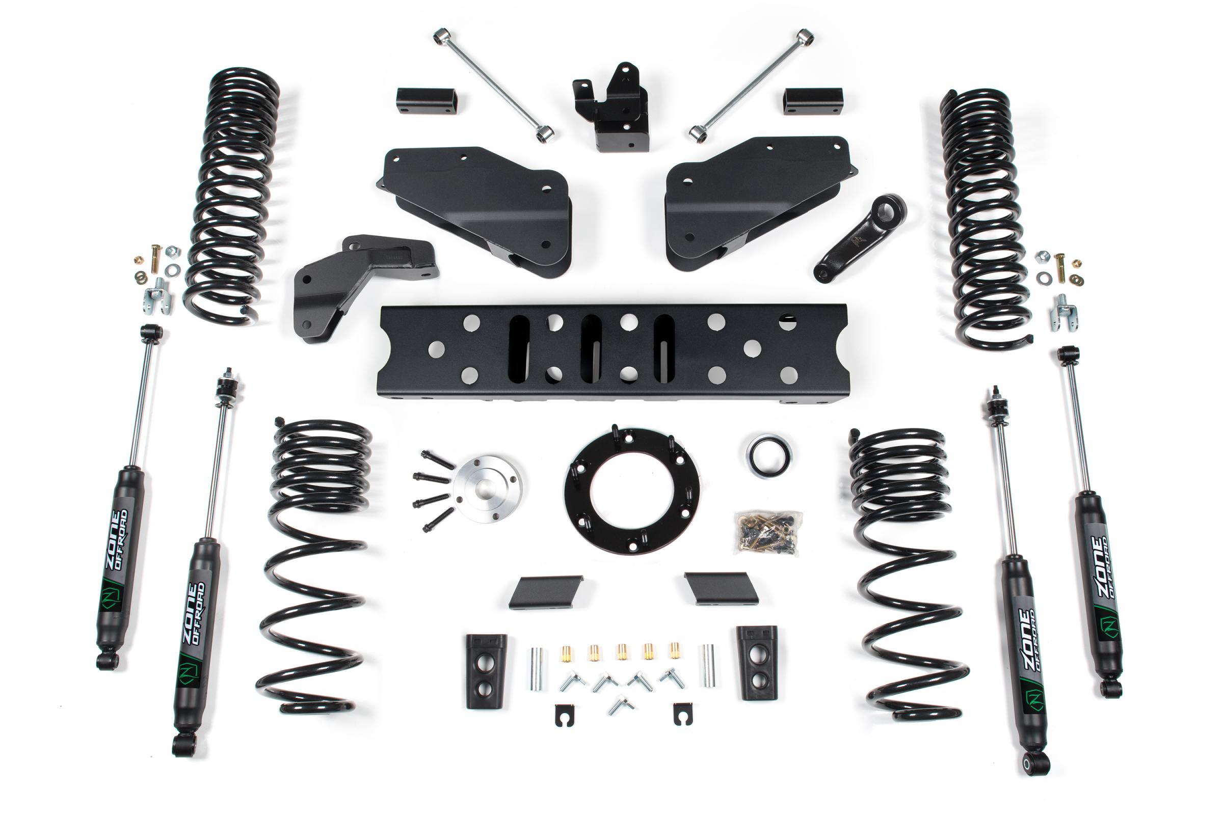 Zone Offroad 19-24 RAM 2500 5.5 Inch Radius Arm Bracket 4.5 Inch Rear Coil Gas 6-Bolt T-Case Fox Adventure Shocks - ZOND123F