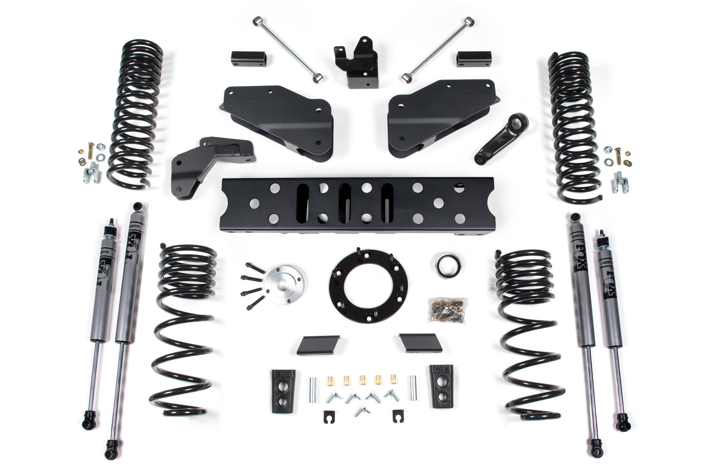 Zone Offroad 19-24 RAM 2500 5.5 Inch Radius Arm Bracket 4.5 Inch Rear Coil Gas 6-Bolt T-Case Fox Adventure Shocks - ZOND123F