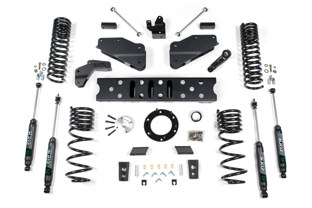 Zone Offroad 19-24 RAM 2500 5.5 Inch Radius Arm Bracket 4.5 Inch Rear Coil Gas 6-Bolt T-Case Nitro Shocks - ZOND123N
