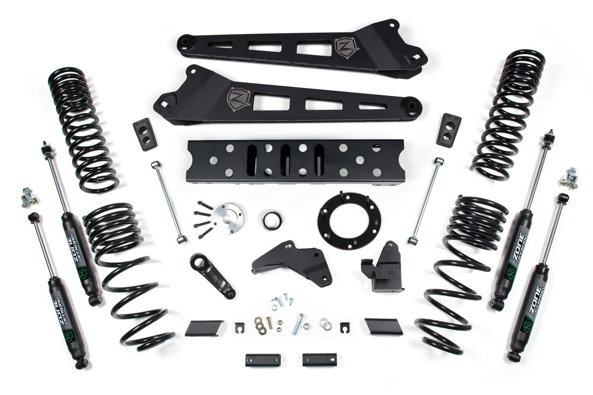 Zone Offroad 19-24 RAM 2500 5.5 Inch Radius Arm 4.5 Inch Rear Coils Gas 6-Bolt T-Case Nitro Shocks - ZOND124N