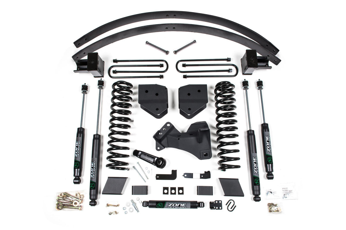 Zone Offroad 17-19 Ford F-250/F-350 Super Duty 6 Inch Lift Kit 3 Inch Rear Block Diesel 3 Leaf Main Nitro Shocks - ZONF111N