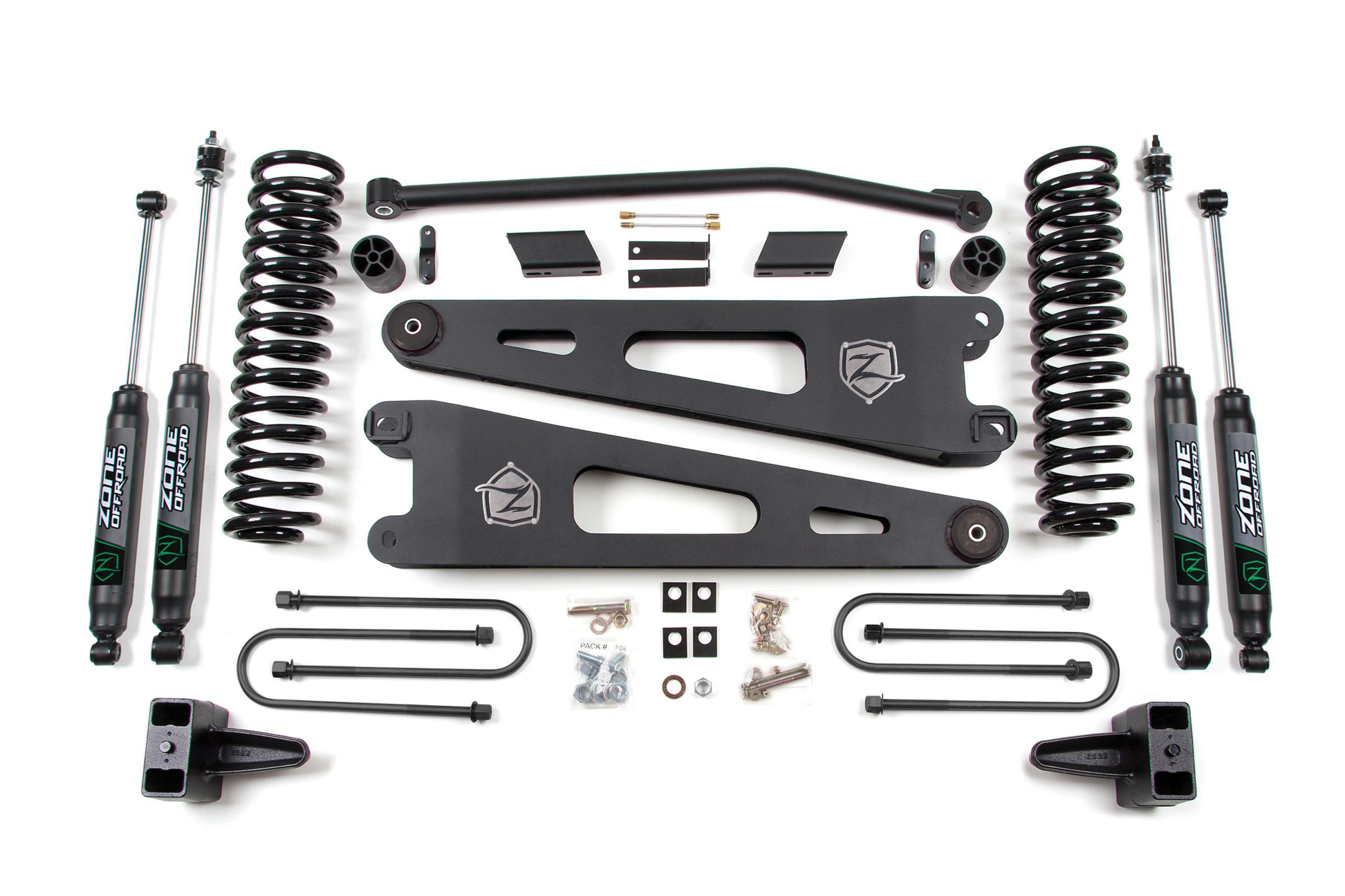 Zone Offroad 08-10 Ford F-250/F-350 Super Duty 4 Inch Radius Arm Lift Kit Gas With Nitro Shocks - ZONF24N