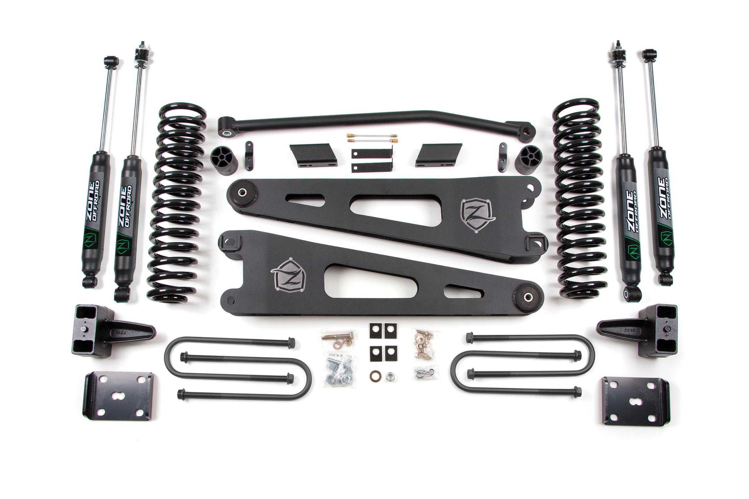 Zone Offroad 11-16 Ford F-250/F-350 Super Duty 4 Inch Radius Arm Lift Kit Gas With Overload Fox Adventure Shocks - ZONF28N