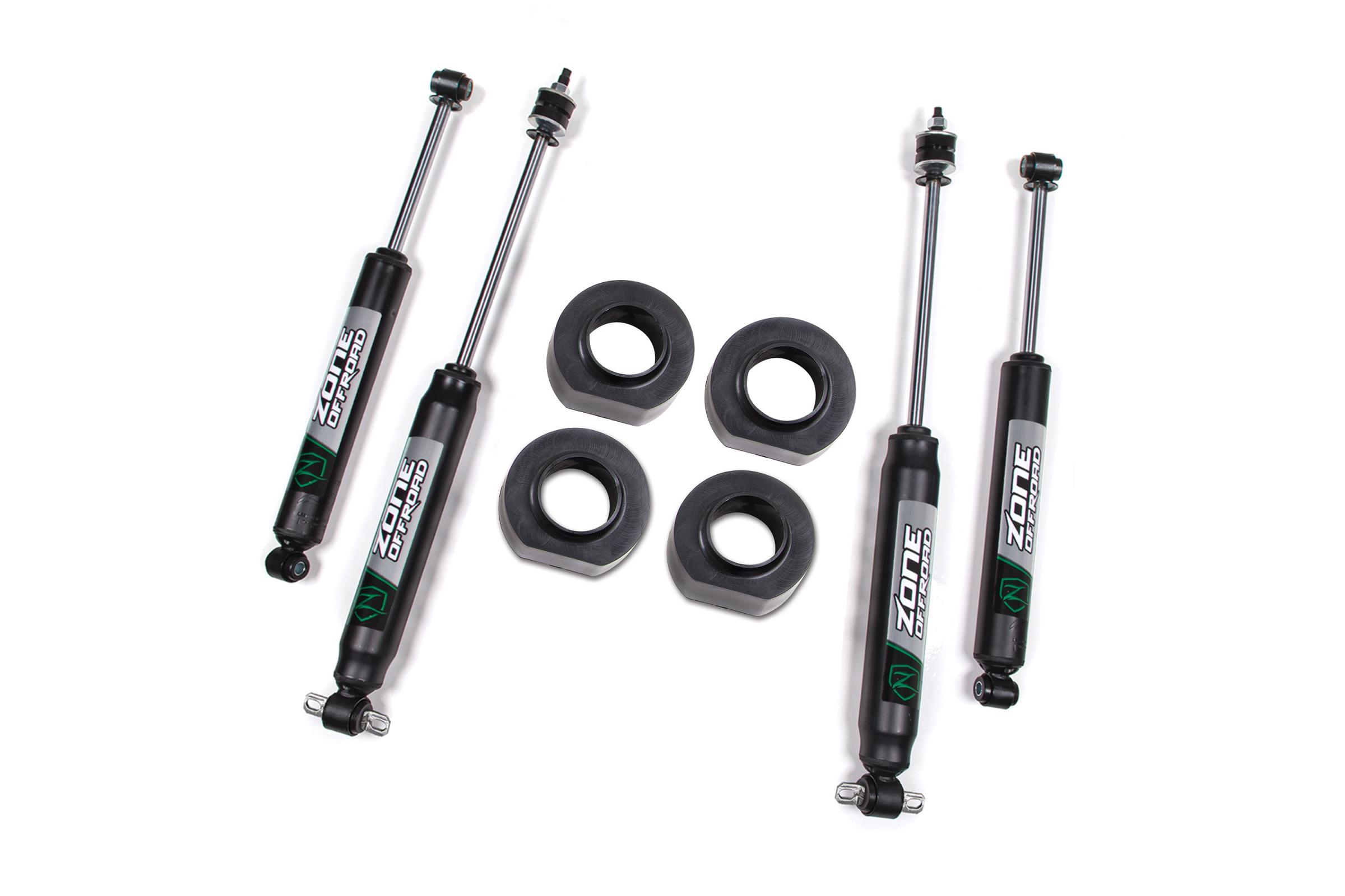 Zone Offroad 93-98 Jeep Grand Cherokee ZJ 2 Inch Coil Spring Spacer Lift Kit With Nitro Shocks - ZONJ19N