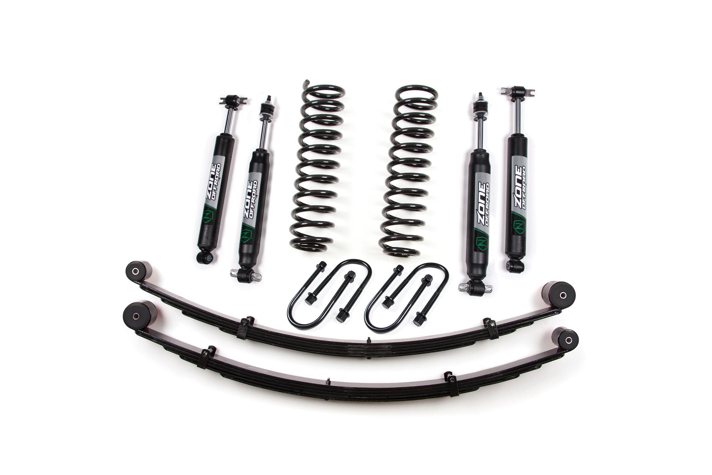 Zone Offroad 84-01 Jeep Cherokee XJ 3 Inch Lift Kit With Rear Springs Chrysler 8.25 Nitro Shocks - ZONJ21N