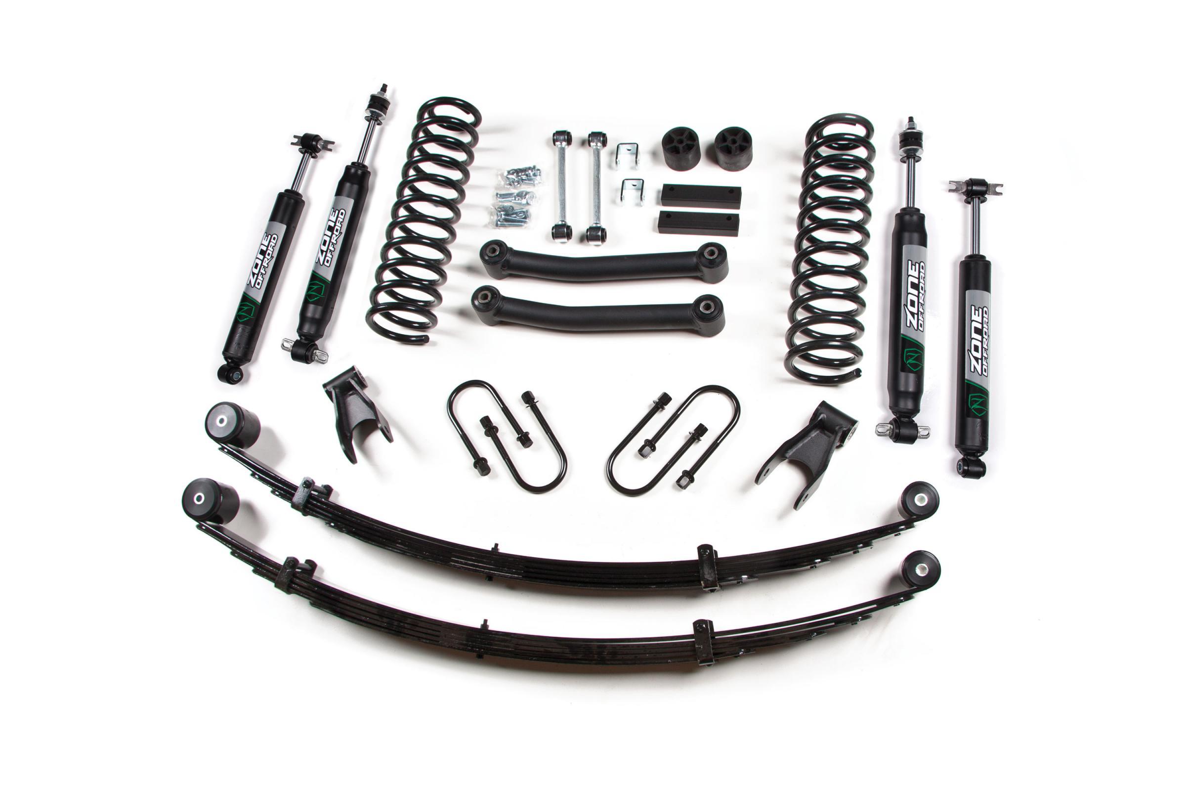 Zone Offroad 84-01 Jeep Cherokee XJ 4.5 Inch Lift Kit With Rear Springs Dana 35 Nitro Shocks - ZONJ24N