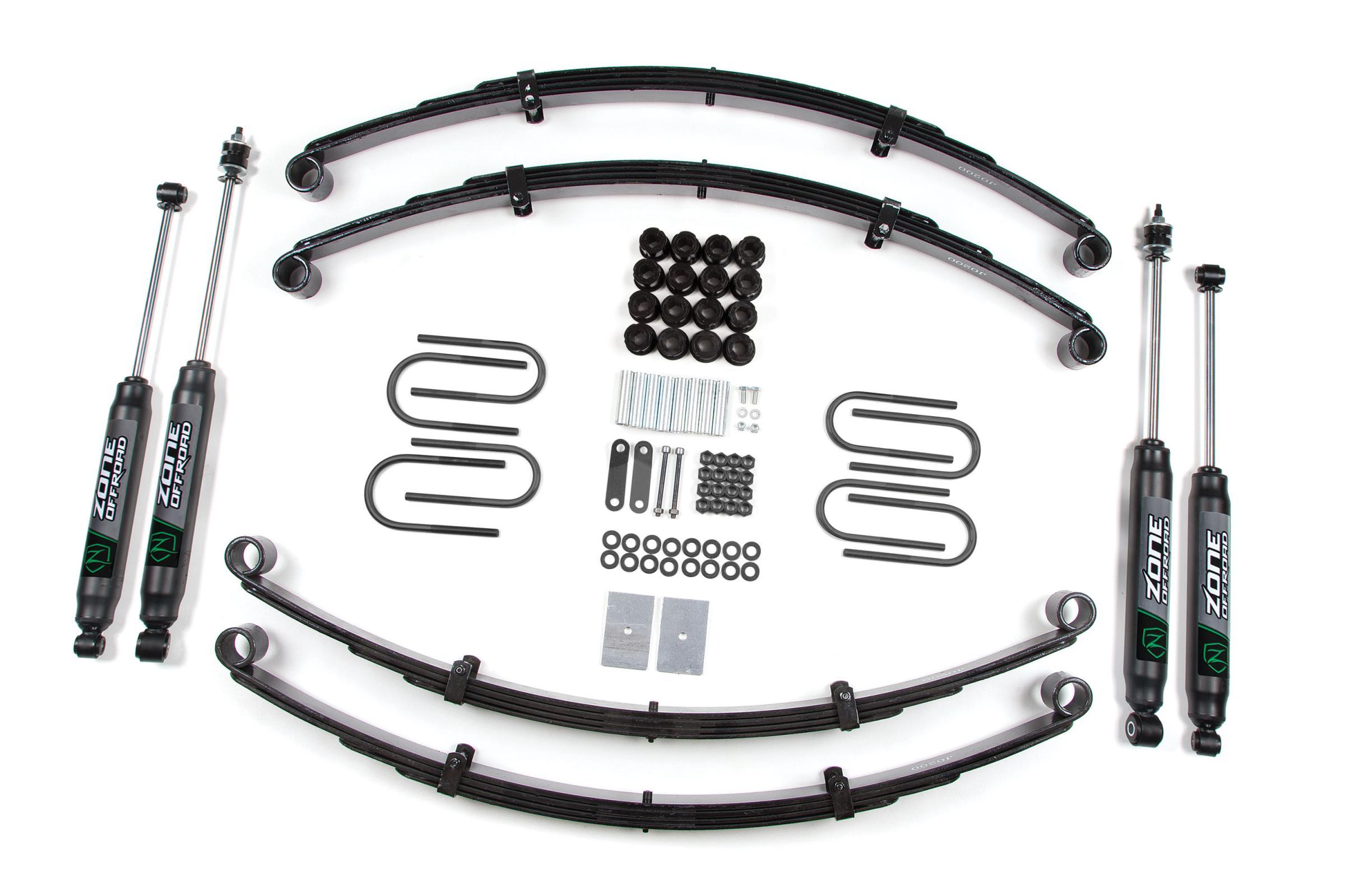 Zone Offroad 87-95 Jeep Wrangler YJ 2 Inch Leaf Spring Lift Kit With Nitro Shocks - ZONJ27N