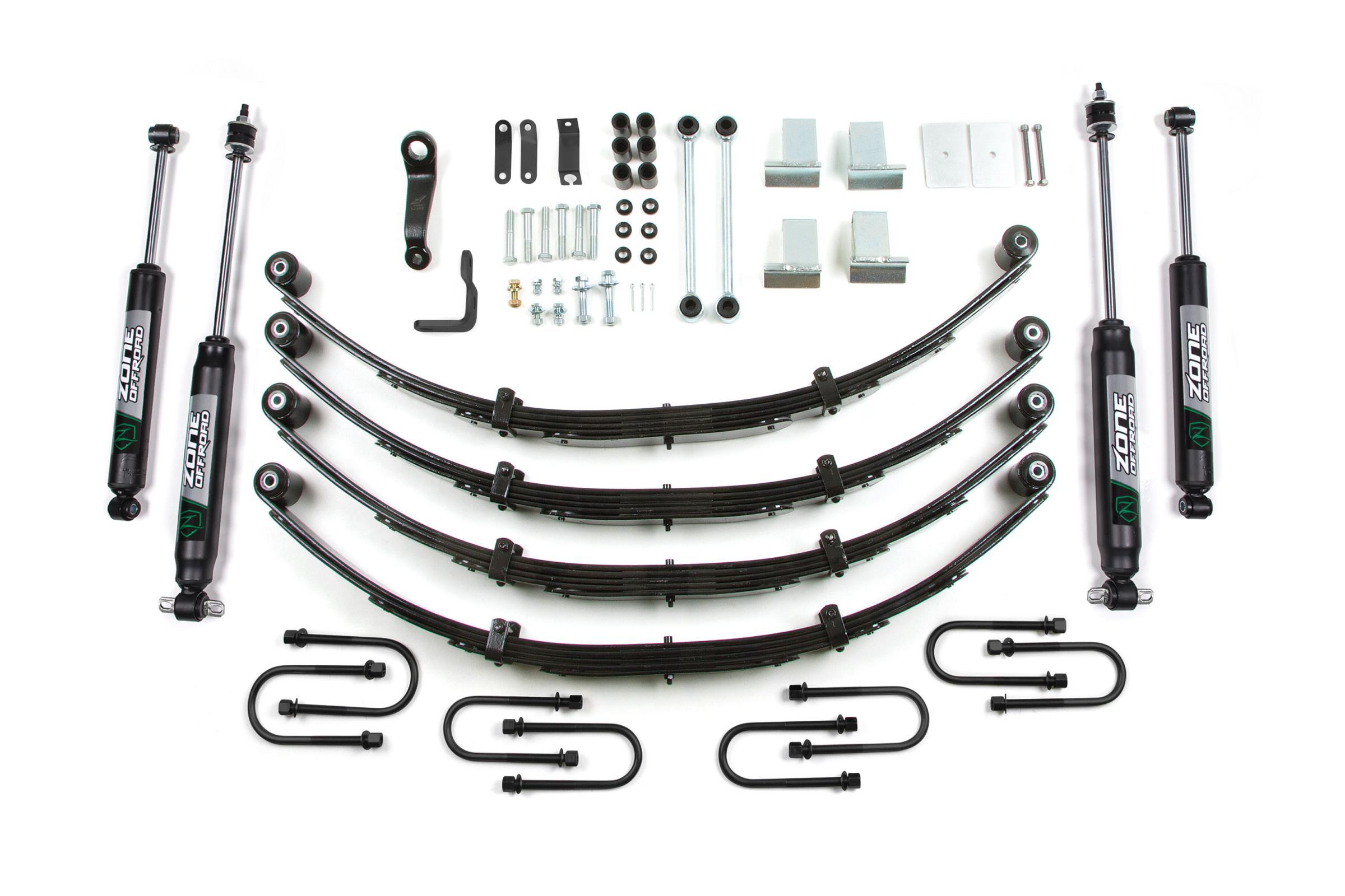 Zone Offroad 87-95 Jeep Wrangler YJ 4 Inch Leaf Spring Lift Kit With PS No Shocks - ZONJ28N