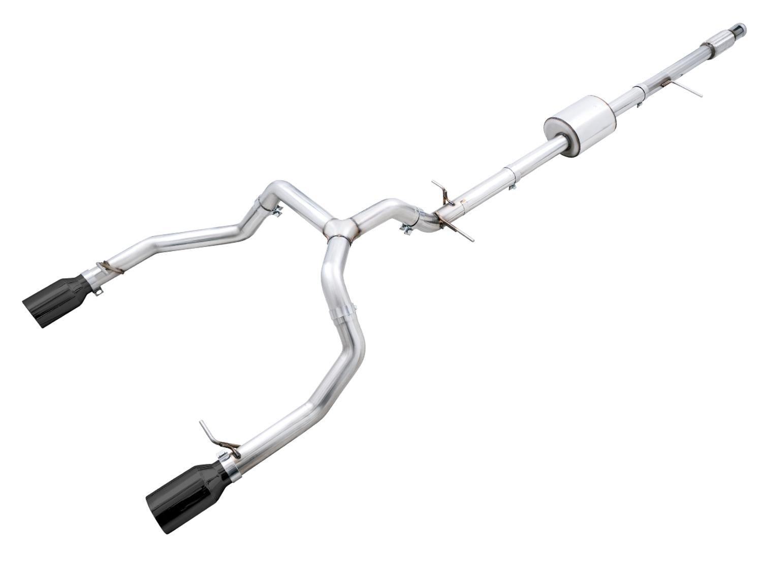 AWE 0FG Catback Split Rear Exit Exhaust for 4th Gen Silverado/Sierra 1500 5.3L (Flat Bumper) - Dual Diamond Black Tips - 3015-33206