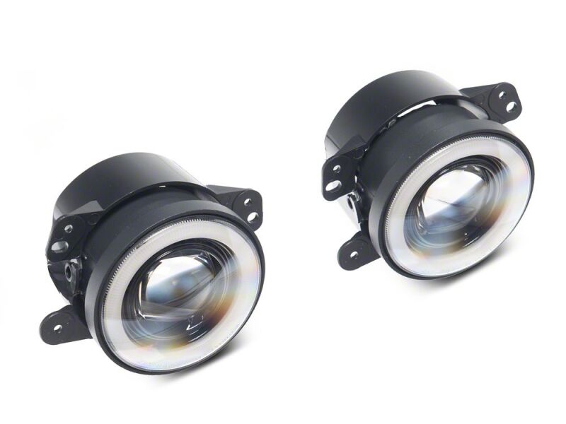 Raxiom 07-18 Jeep Wrangler JK V2 LED Switchback Fog Lights with Amber Turn Signal and Halo Rings