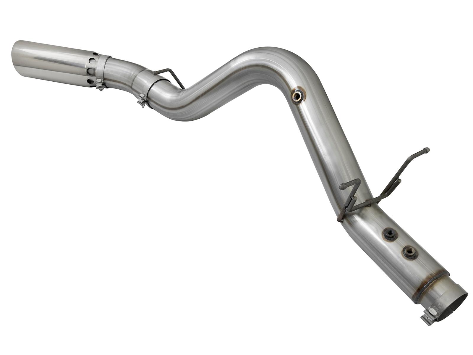 AFE Large Bore-HD 4 IN 409 Stainless Steel DPF-Back Exhaust System w/Polished Tip (2017-2019 Silverado 2500 HD, Silverado 3500 HD, Sierra 2500 HD, Sierra 3500 HD) - 49-44085-P