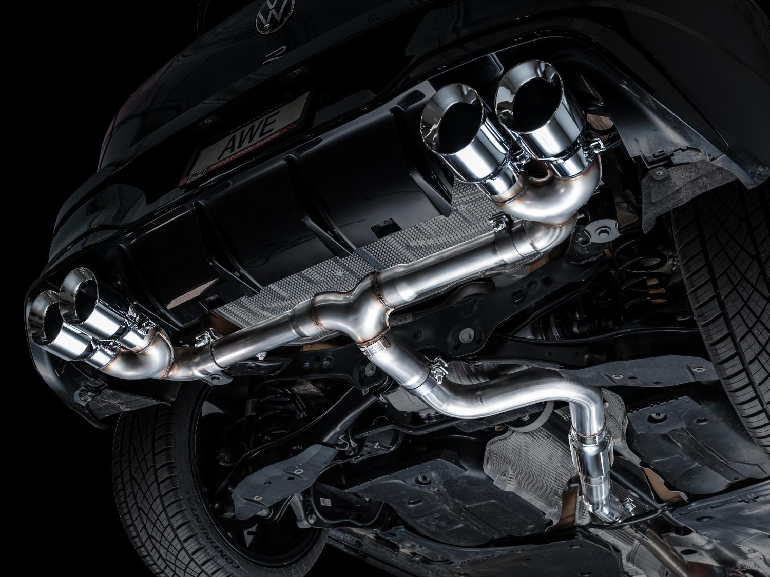 AWE Track Edition Exhaust for Volkswagen MK8 Golf R - Chrome Silver Tips - 3020-42658