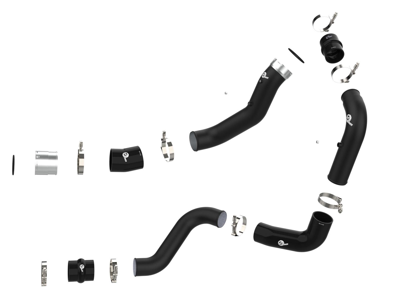 AFE BladeRunner Aluminum Hot and Cold Charge Pipe Kit Black (2020-2021 Silverado 2500 HD, Silverado 3500 HD, Sierra 2500 HD, Sierra 3500 HD) - 46-20444-B