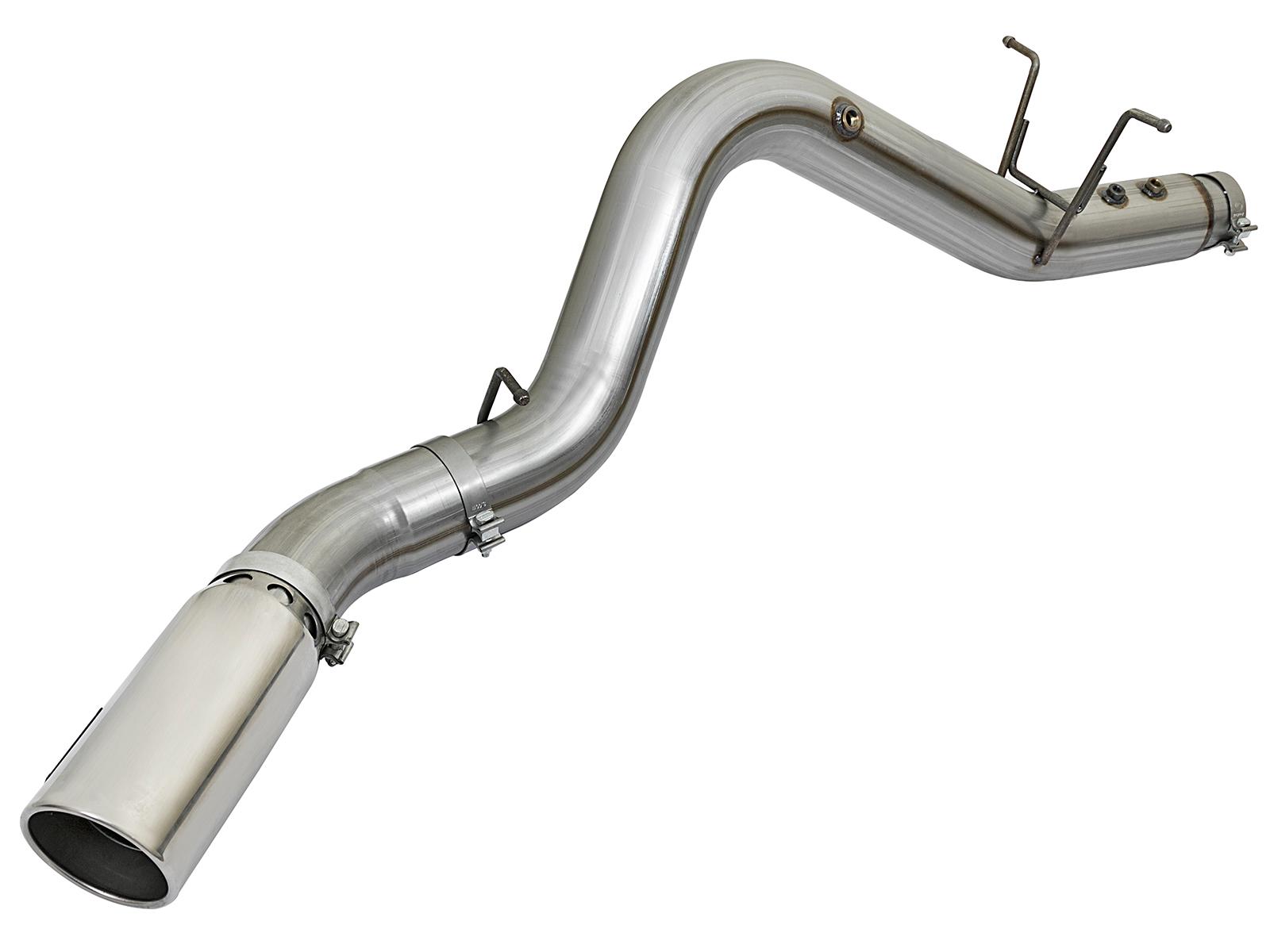 AFE Large Bore-HD 4 IN 409 Stainless Steel DPF-Back Exhaust System w/Polished Tip (2017-2019 Silverado 2500 HD, Silverado 3500 HD, Sierra 2500 HD, Sierra 3500 HD) - 49-44085-P