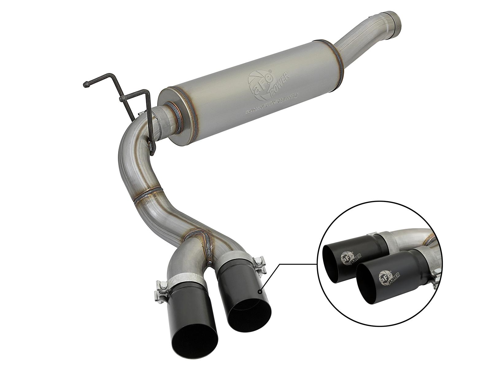 AFE Rebel Series 3-1/2 IN Stainless Steel Cat-Back Exhaust System w/Black Tip (2014-2018 2500, 3500) - 49-42057-B