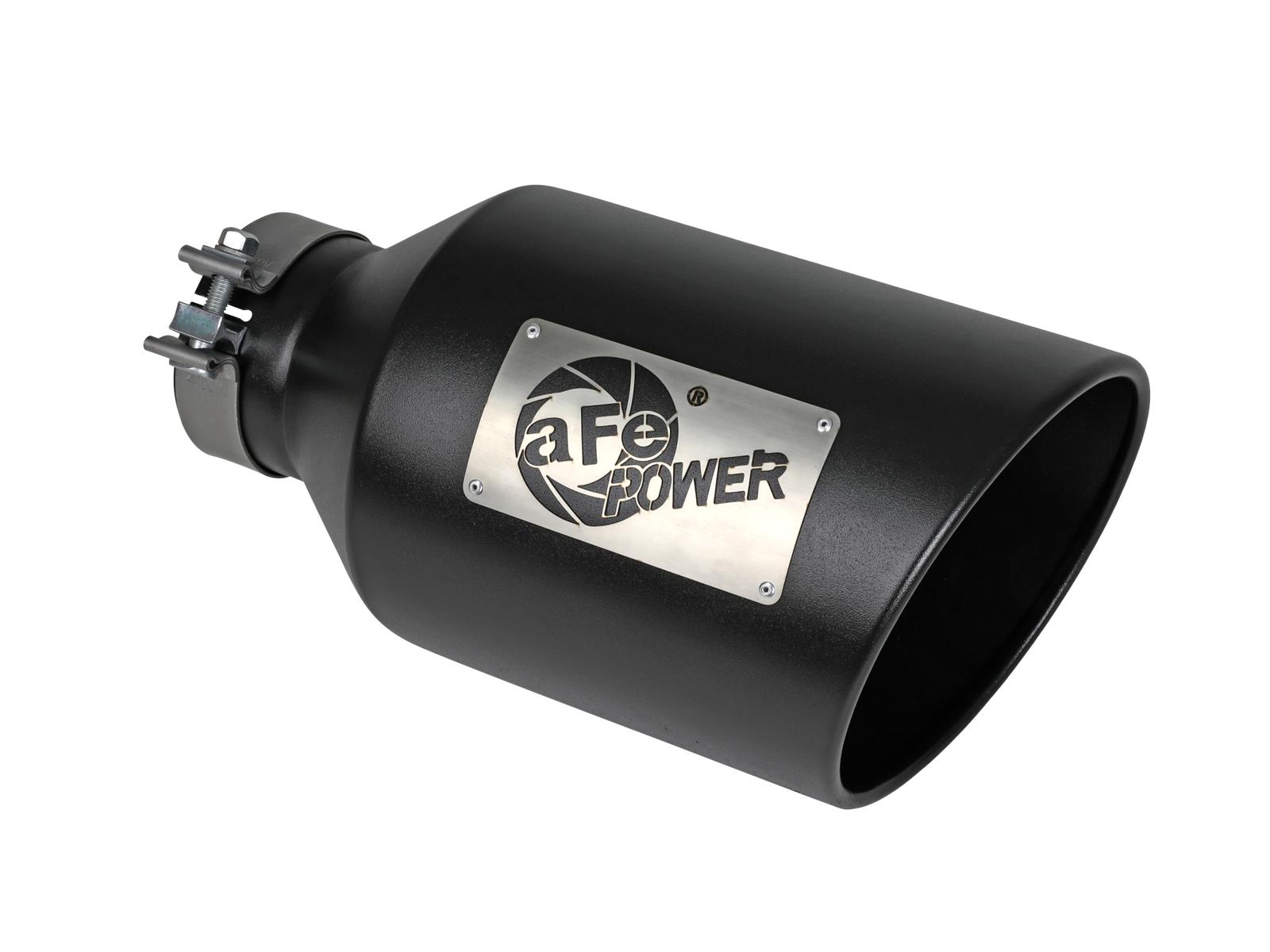 AFE MACH Force-Xp 409 Stainless Steel Clamp-on Exhaust Tip Black (4 IN Inlet x 8 IN Outlet x 15 IN L) - 49T40801-B15