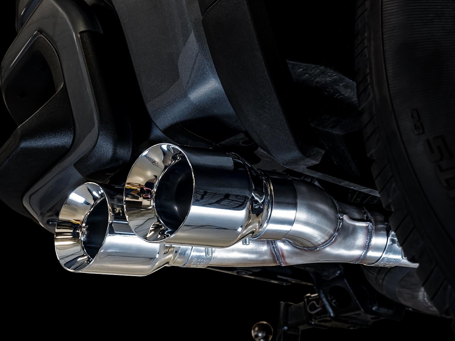 AWE 0FG Catback Dual Side Exit Exhaust for 4th Gen Silverado/Sierra 1500 5.3L (Flat Bumper) - Chrome Silver Tips - 3015-22207